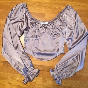 Altar’d State Purple Satin Crop Top Size XS